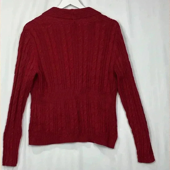 Croft & Barrow Womens Cardigan Red L Shawl Collar Cable Knit 3 Button Closure - Picture 11 of 14